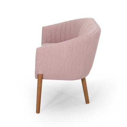 Mid Century Modern Loveseat With Channel Stitched Backrest - Blush
