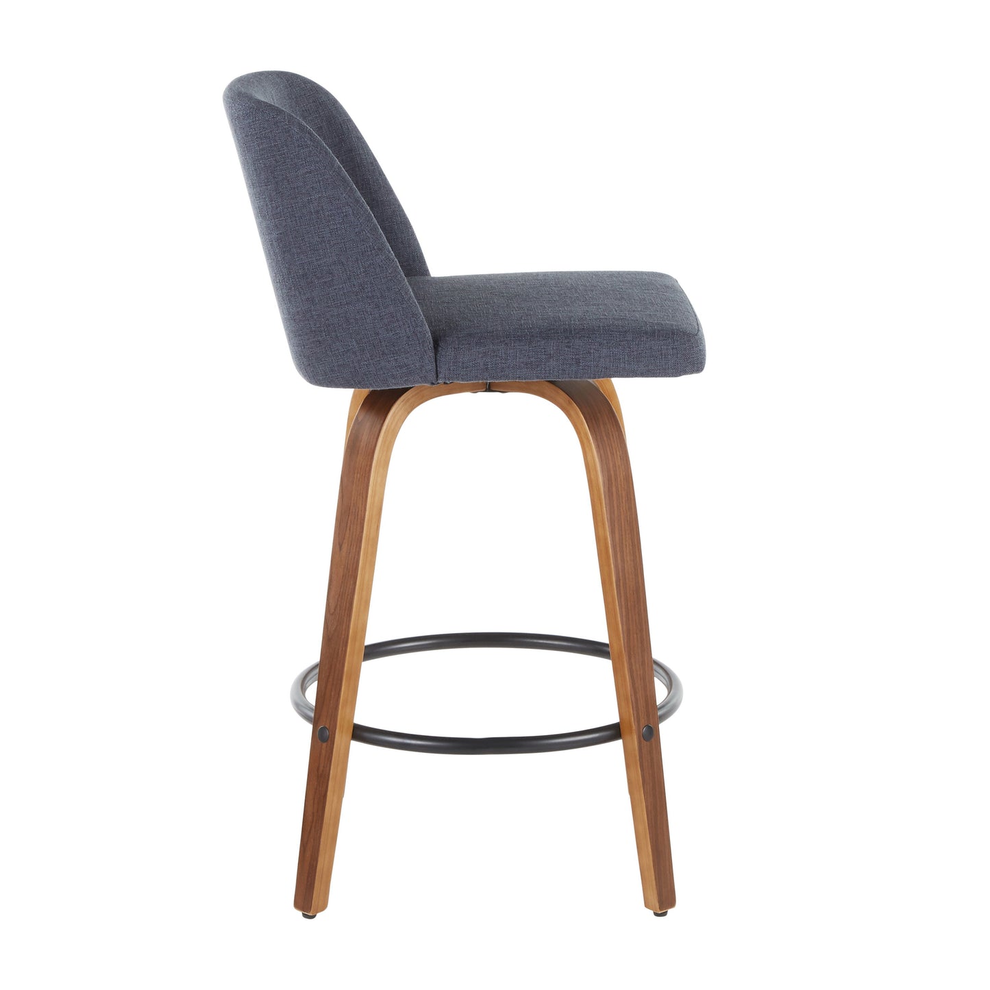 Toriano - Mid-Century Modern, Counter Stool (Set of 2) - Blue / Walnut