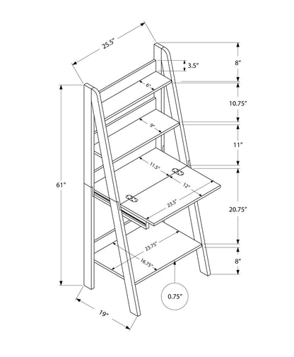 Computer Desk For Home Office, Laptop, Leaning, Storage Shelves, Contemporary & Modern - Taupe