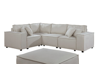 Melrose - Modular Sectional Sofa With Ottoman - Beige Linen