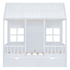 Twin Size House Bed With Twin Size Trundle, Daybed - White