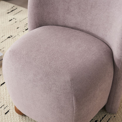 Modern Low Back Accent Chair, Upholstered Armless Living Room Chairs, Round Pine Wood Feet, For Small Living Spaces, Living Room - Purple