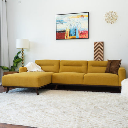 Ella - L Shaped Linen Left Sectional Couch - Yellow