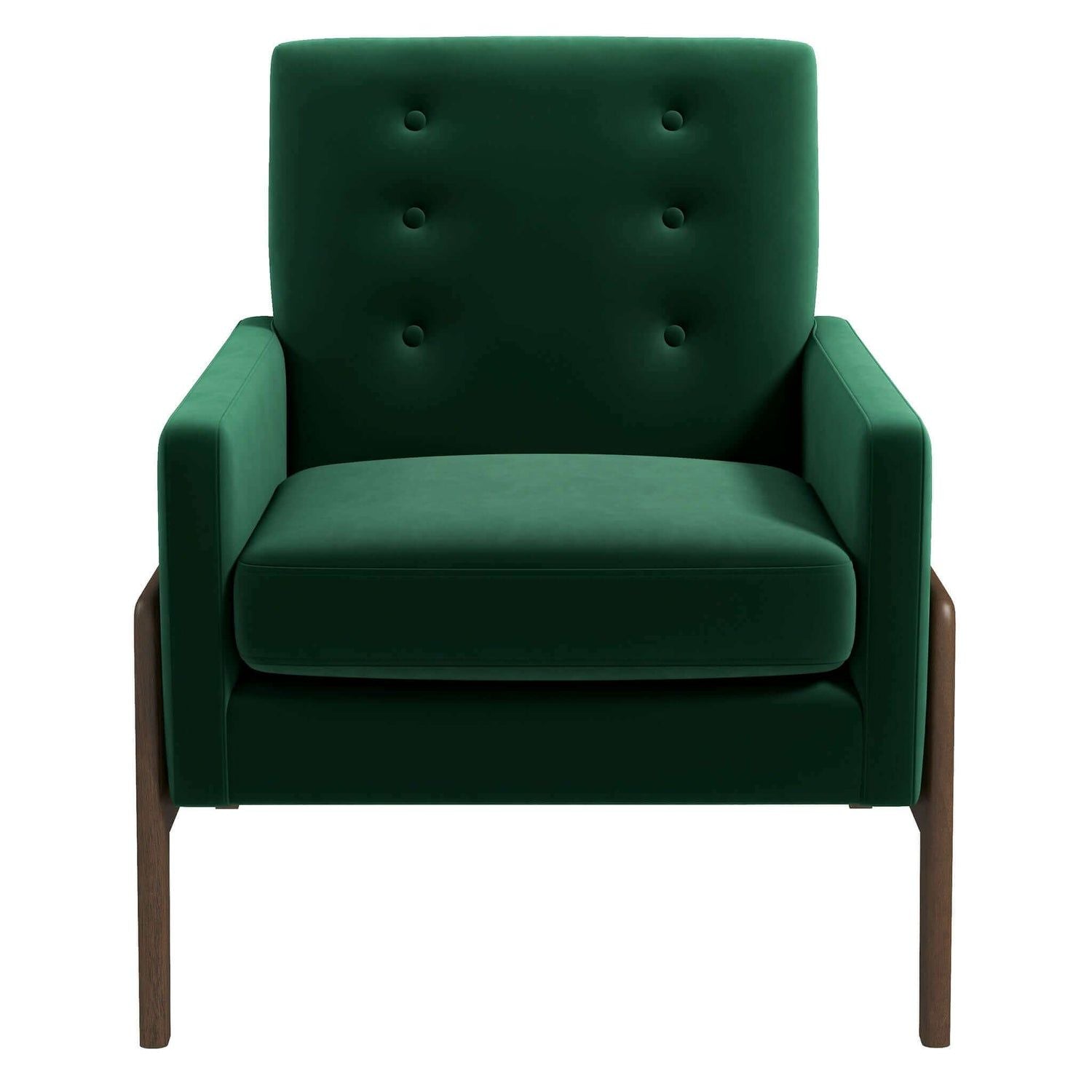 Cole - Solid Wood Lounge Chair - Green Fabric