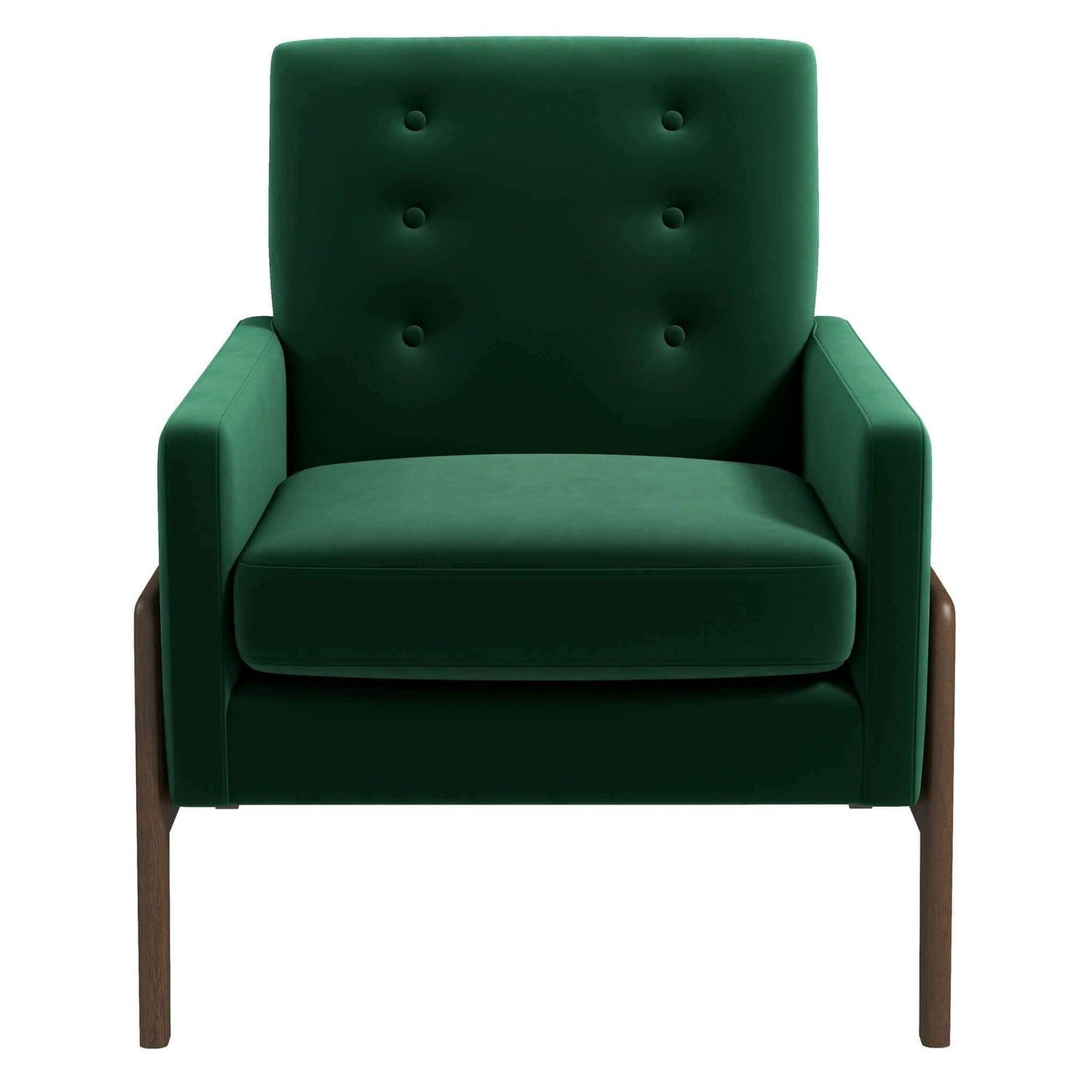 Cole - Solid Wood Lounge Chair - Green Fabric