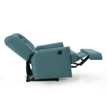Electric Recliner Chair With Elegant Copper Accents And Soft Upholstery - Teal
