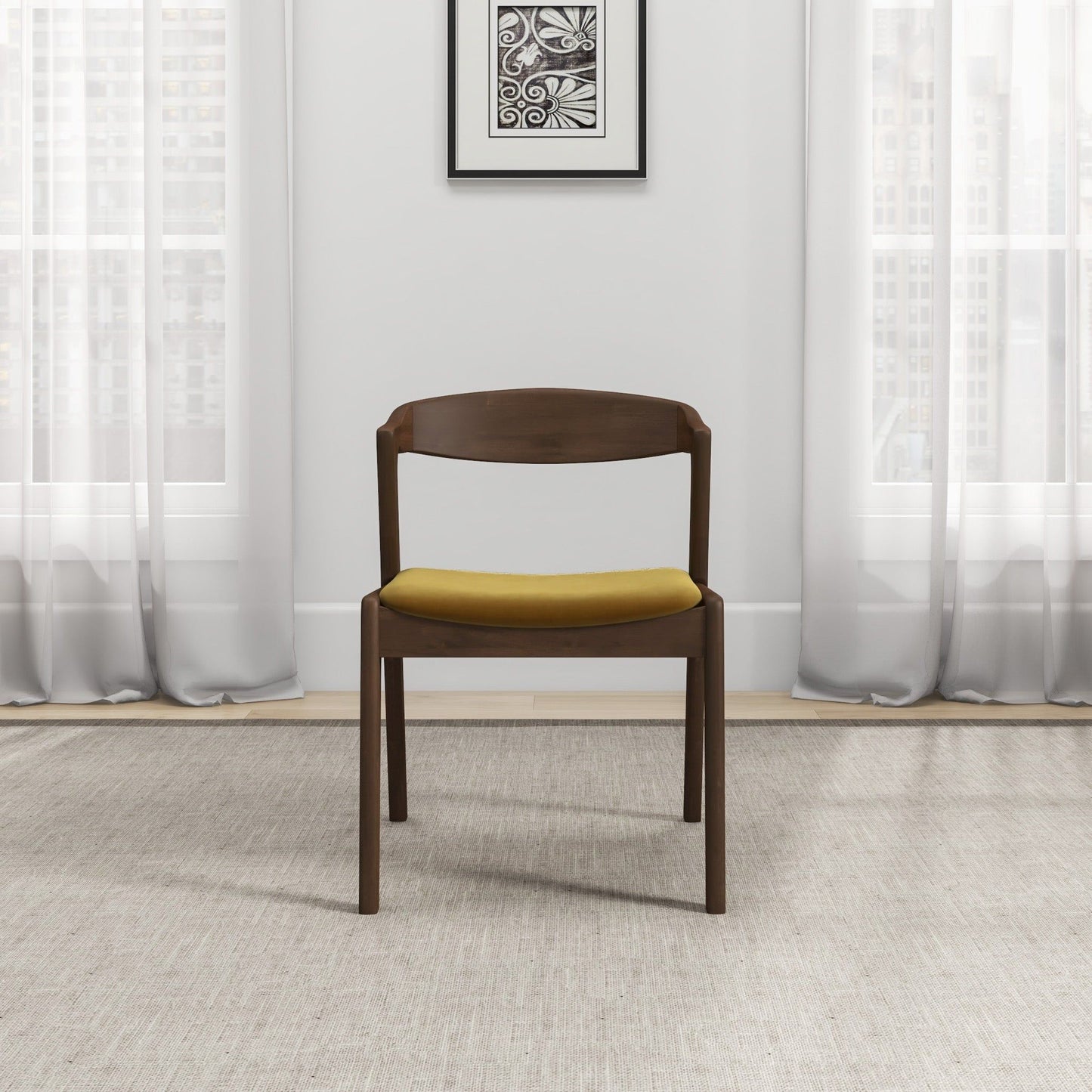 Dakota - Velvet Dining Chair (Set of 2) - Brown / Yellow