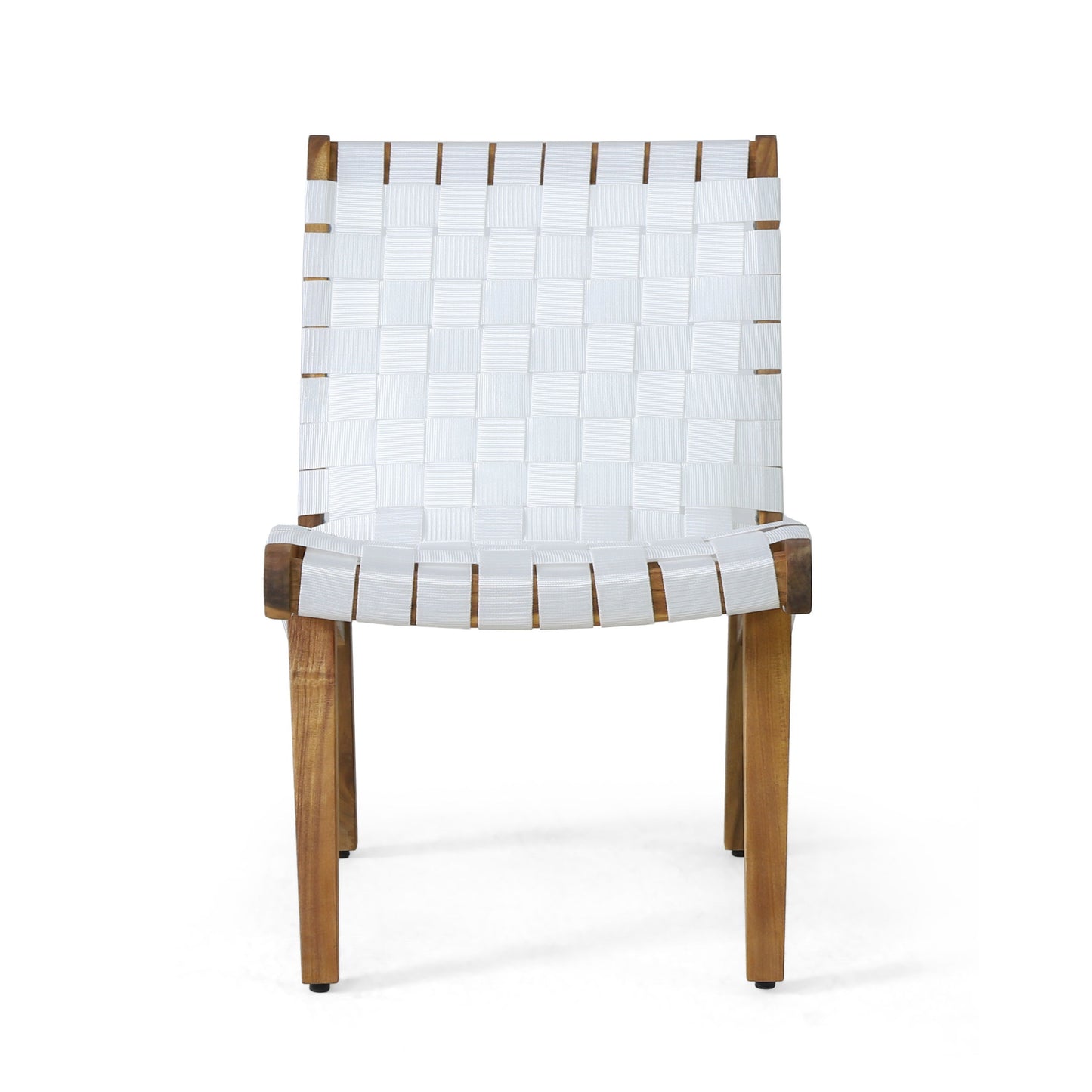 Outdoor And Rope Weave 3 Piece Chat Set - White / Teak