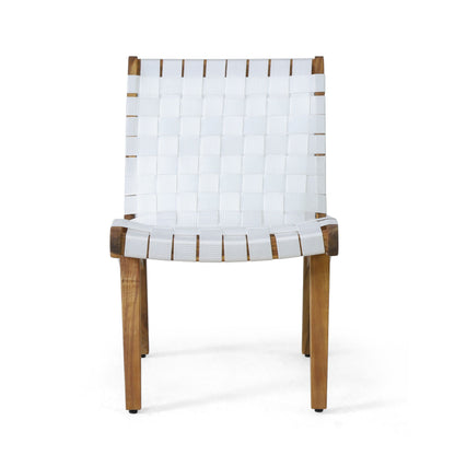Outdoor And Rope Weave 3 Piece Chat Set - White / Teak