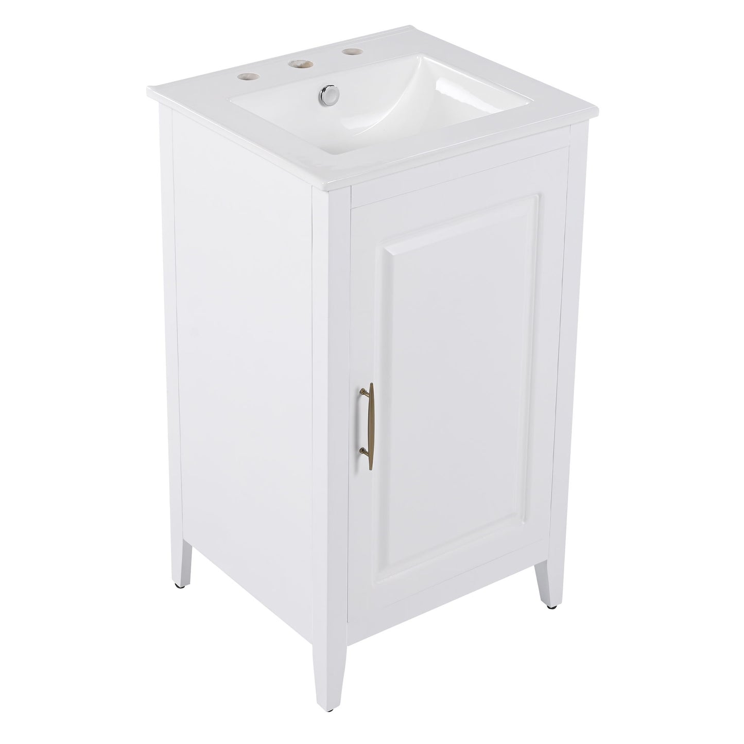 Modern 20.3" Bathroom Vanity With Sink, Functional Drawer, Soft Closing Door - White