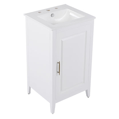 Modern 20.3" Bathroom Vanity With Sink, Functional Drawer, Soft Closing Door - White