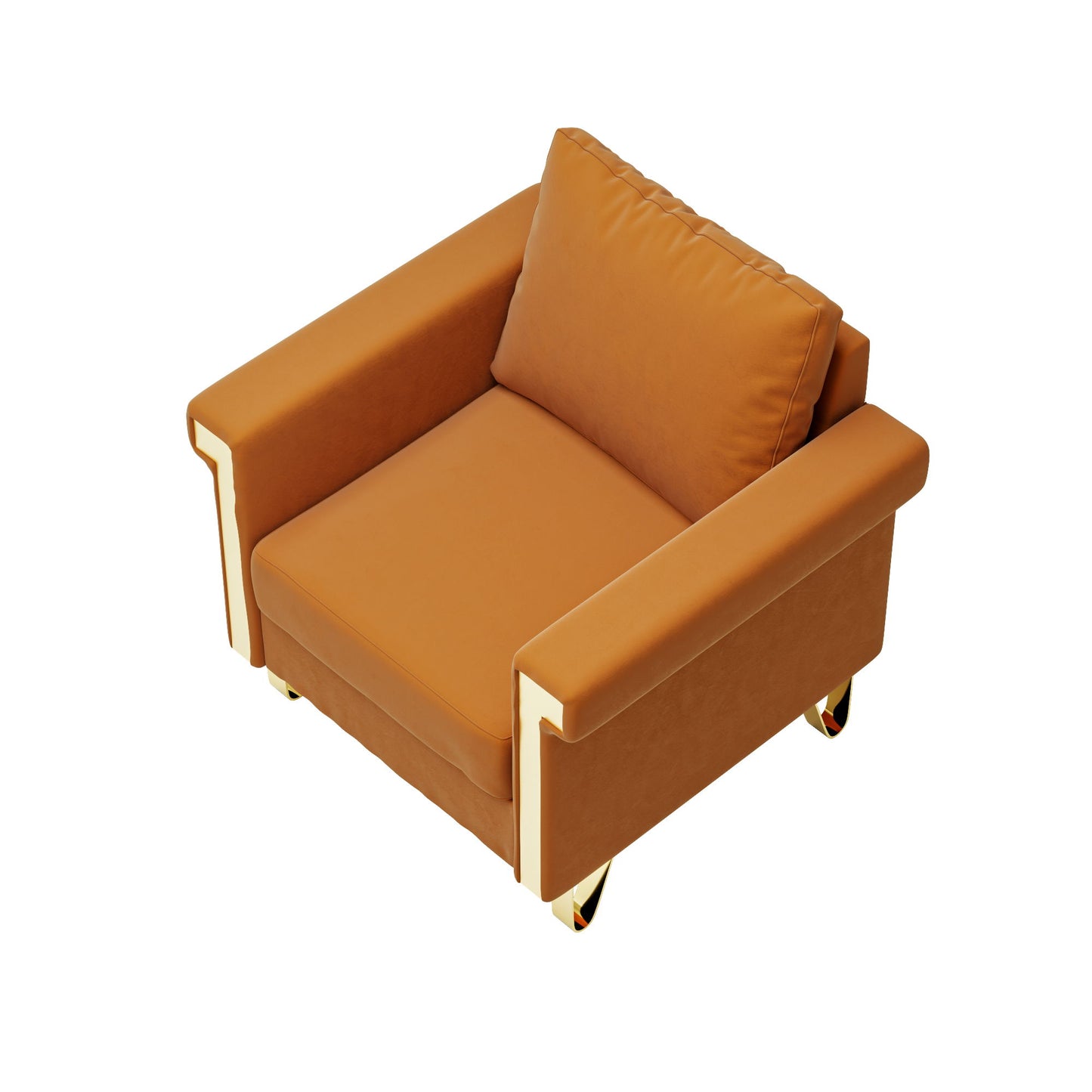 Plush Shiny Velvet Upholstered Chair With Good Resilience Performance Foam - Orange