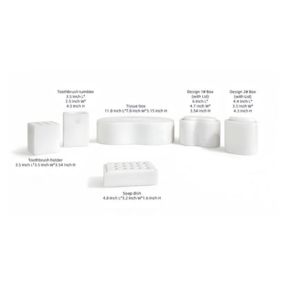 Marble Bathroom Accessories Set - Natural Stone - White / Natural