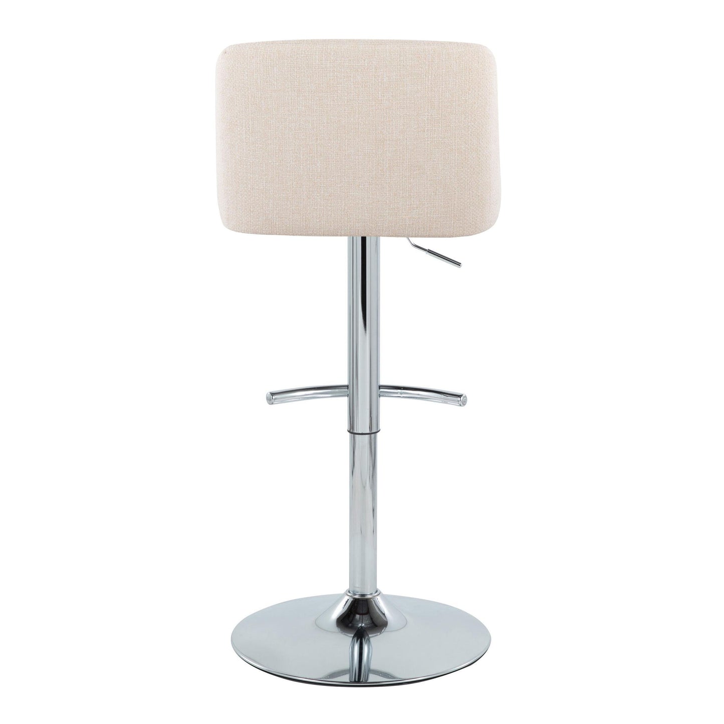 Toriano - Contemporary Adjustable Barstool With Swivel With Rounded T Footrest (Set of 2) - Cream / Chrome