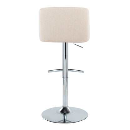 Toriano - Contemporary Adjustable Barstool With Swivel With Rounded T Footrest (Set of 2) - Cream / Chrome