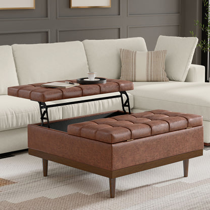 Mariah - Lift Top Table Storage Ottoman - Brown