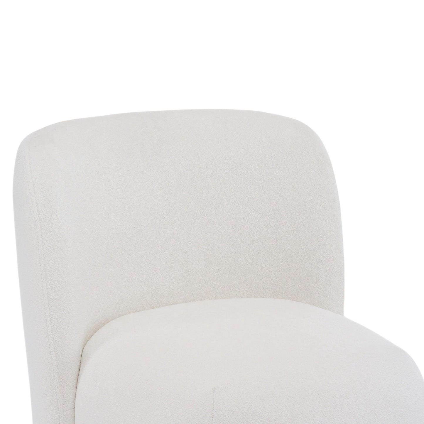 Modern Low Back Accent Chair, Upholstered Armless Living Room Chairs, Round Pine Wood Feet, For Small Living Spaces, Living Room - White