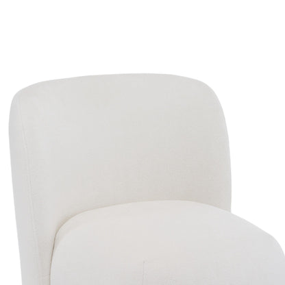 Modern Low Back Accent Chair, Upholstered Armless Living Room Chairs, Round Pine Wood Feet, For Small Living Spaces, Living Room - White