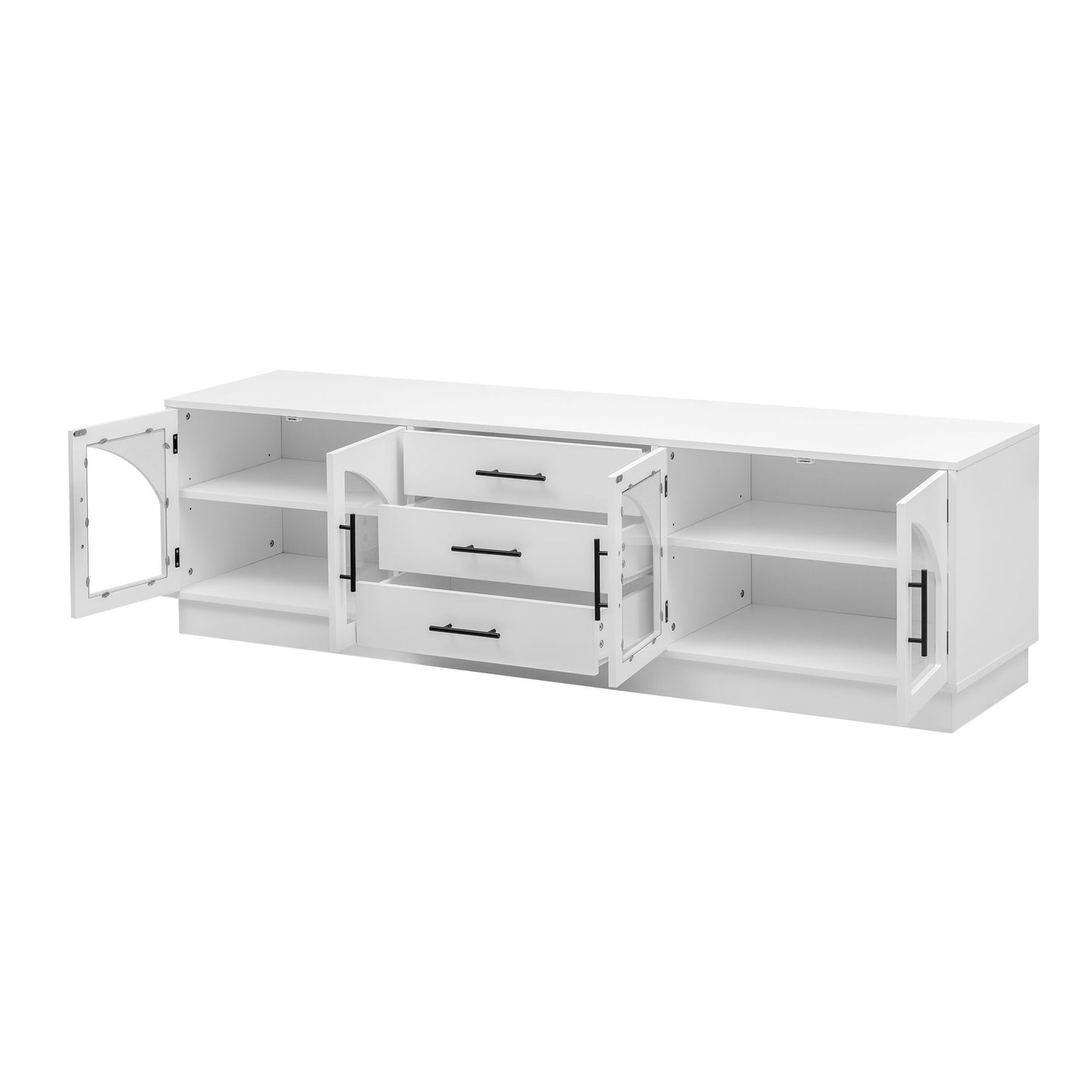Modern Minimalist TV Stand For TVs Up To 75", Entertainment Center Media Console Cabinet With Adjustable Shelves For Living Room - White