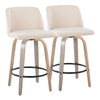Toriano - Contemporary Fixed Height Counter Stool With Swivel And Round Footrest (Set of 2) - Light Gray / Cream