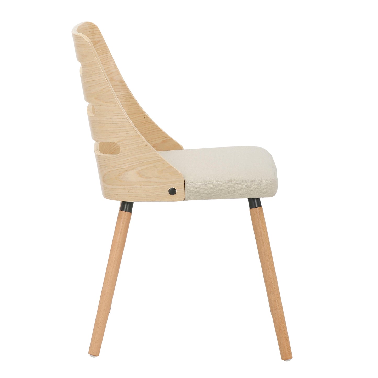 Trevi - Mid-Century Modern Dining Chair - Natural / Cream