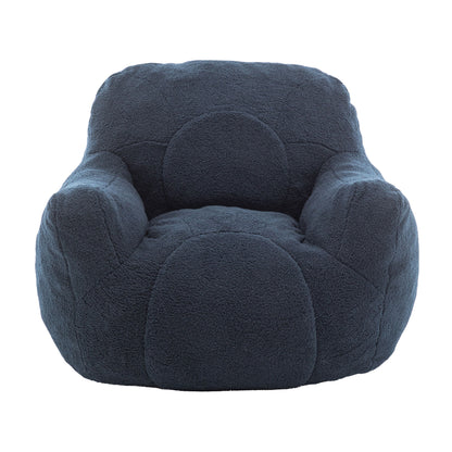 Comfy Bean Bag Chair With Filler, Tufted Memory Foam Sofa, Teddy Fabric, Fluffy And Cozy Seating For Dorm, Apartment, Or Living Room - Dark Blue