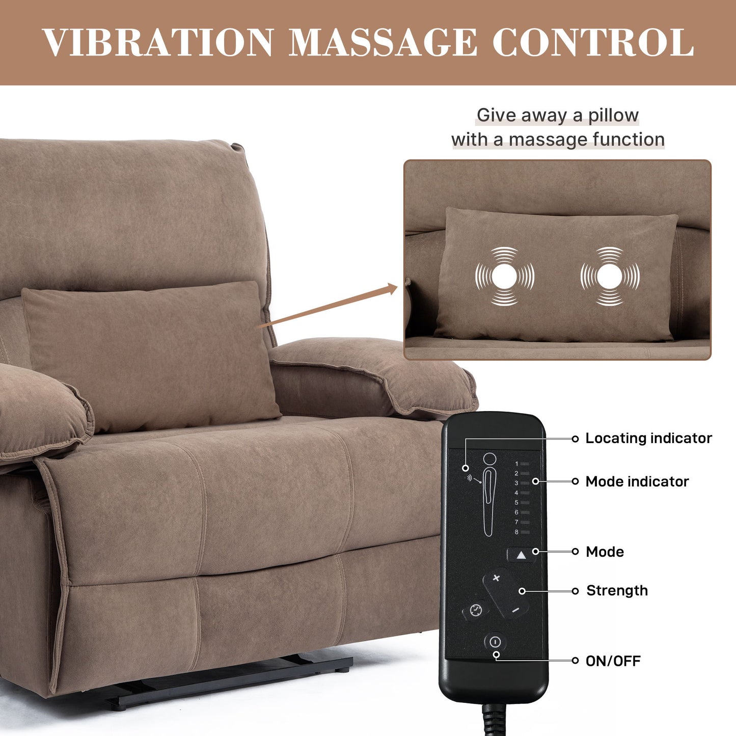 Oversized Manual Recliner Chair Sofa For Living Room - Brown
