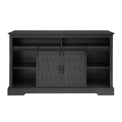 Fireplace TV Stand For Tvs Up To 65", Entertainment Center With 23" Electric Fireplace, Farmhouse TV Stand Industrial Media Console With Sliding Barn Door For Living Room - Dark Gray