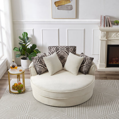 Swivel Accent Barrel Chair With 5 Movable Pillow 360 Degree Swivel Round Sofa Chair For Living Room, Bedroom, Hotel - Beige