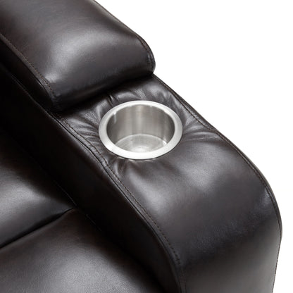 Power Motion Recliner With USB Charging Port And Hidden Arm Storage 2 Convenient Cup Holders Design And 360 Degree Swivel Tray Table - Black