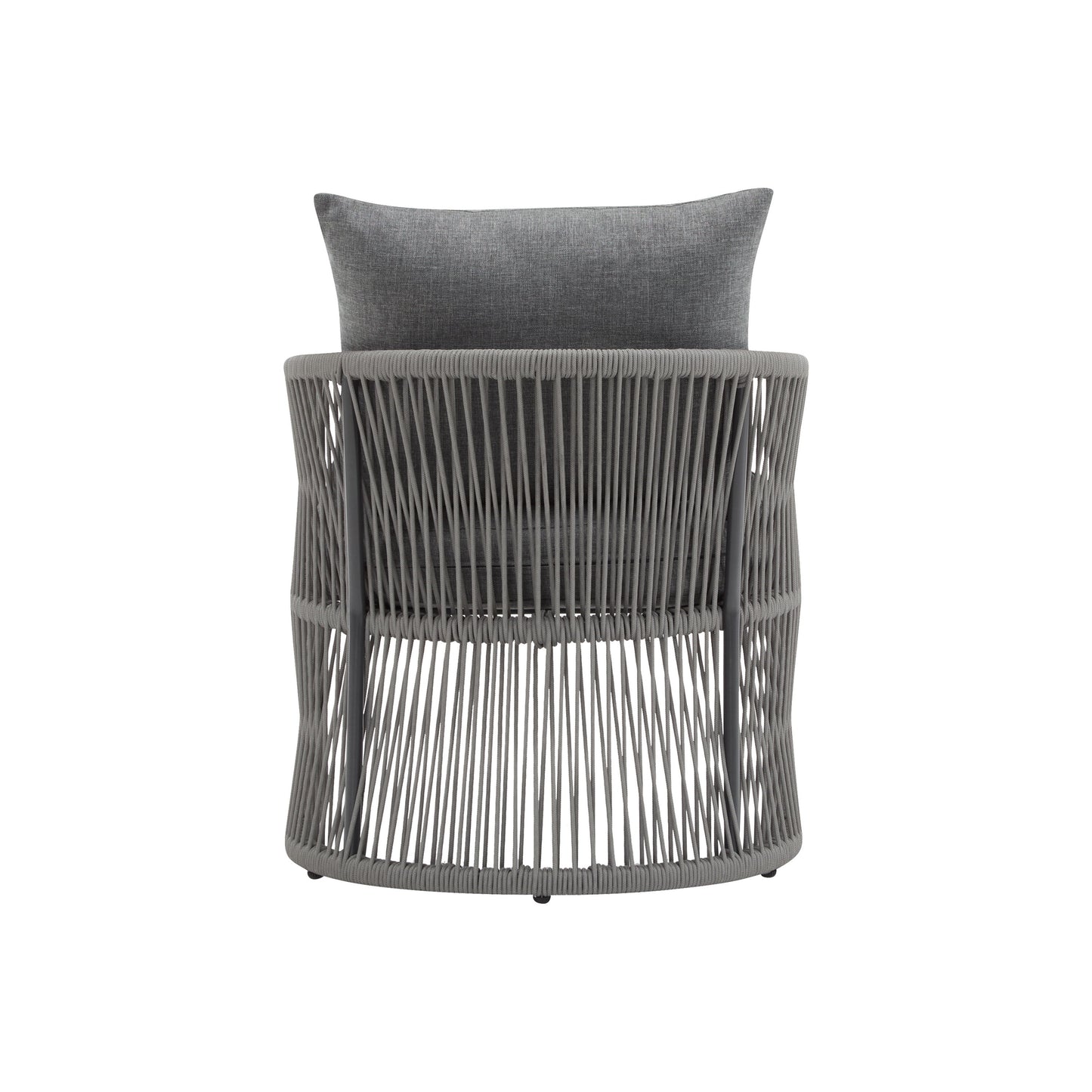 Modern Curved Aluminum Lounge Chair With Stylish Rope - Weave Design And Cushioned Comfort For Outdoor Living - Gray