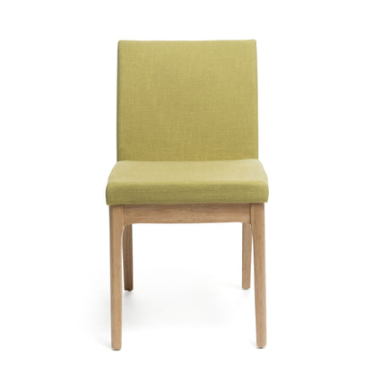 Contemporary Fabric Dining Chairs (Set of 2) - Green / Natural Oak