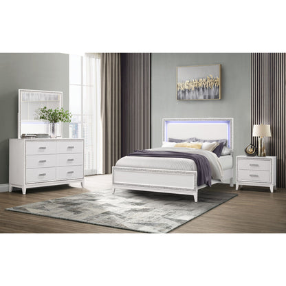 Almera - King Bed Glitter - White