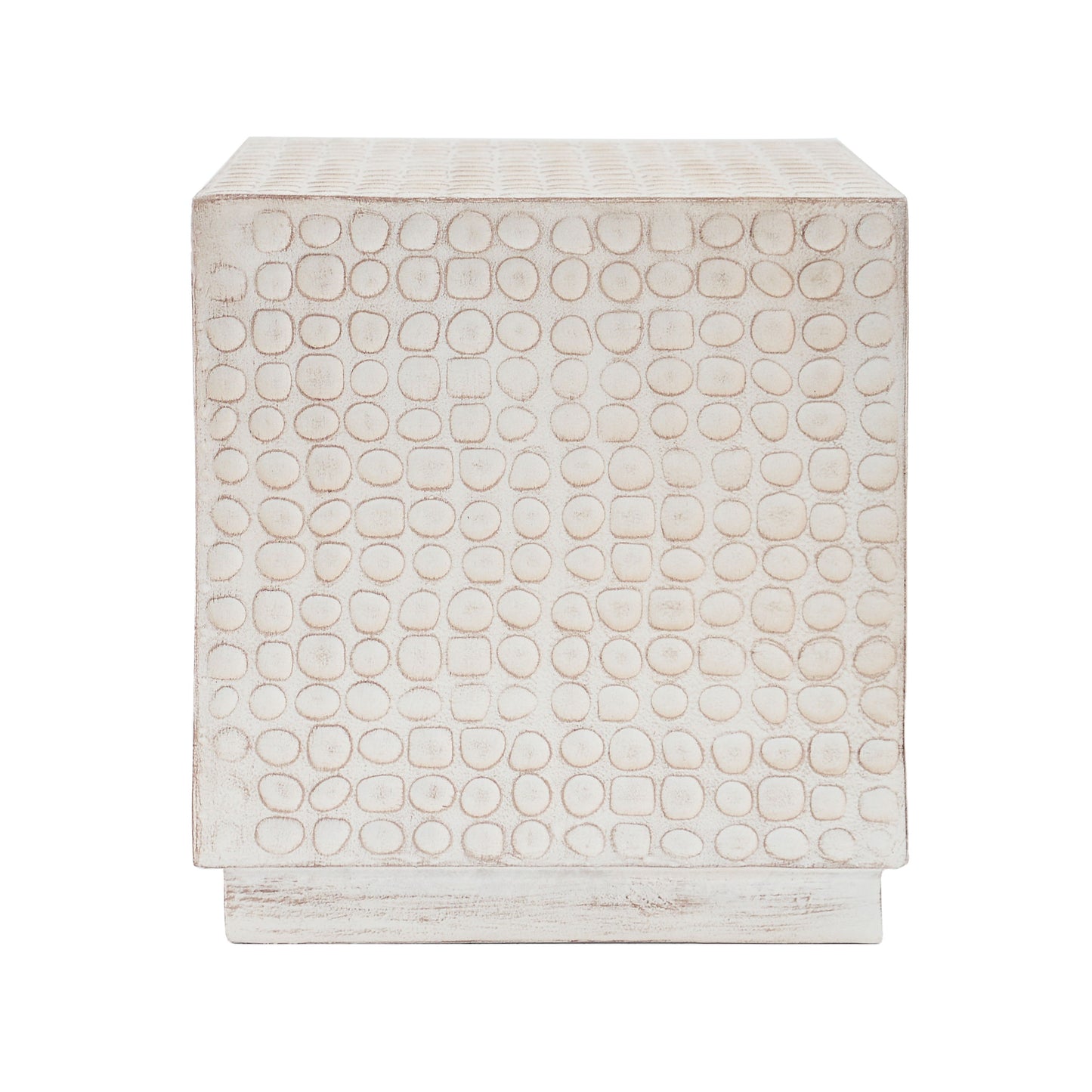 Chic Modern Mgo Cube Side Table With Fluted Design - Antique Brown