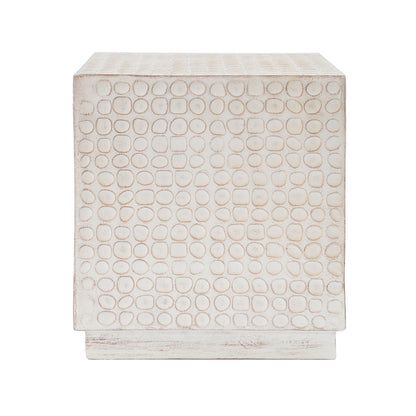 Chic Modern Mgo Cube Side Table With Fluted Design - Antique Brown