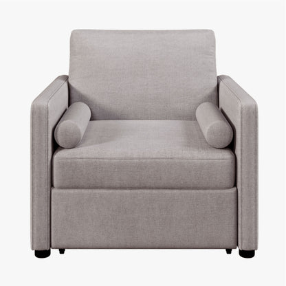 3 In 1 Convertible Sleeper Chair With Adjustable Backrest, Lounger Chair Turns Into Bed, Single Bed For Living Room, Linen - Tan