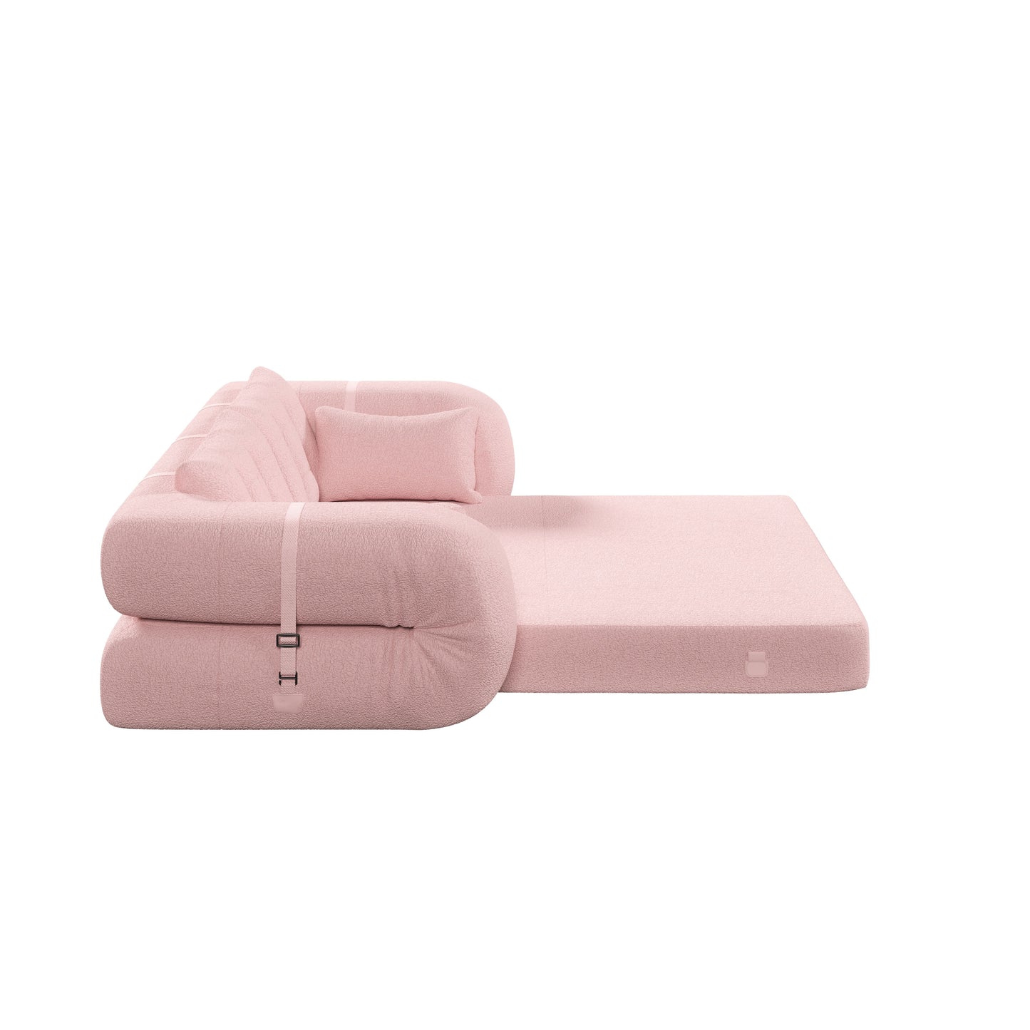 Human Dog Bed, Lazy Sofa Couch, Multifunctional Foldable Sofa Bed, 3 In 1 Teddy Fabric Sleeper Sofa Bed For Living Room Guest Bed, Playroom - Pink