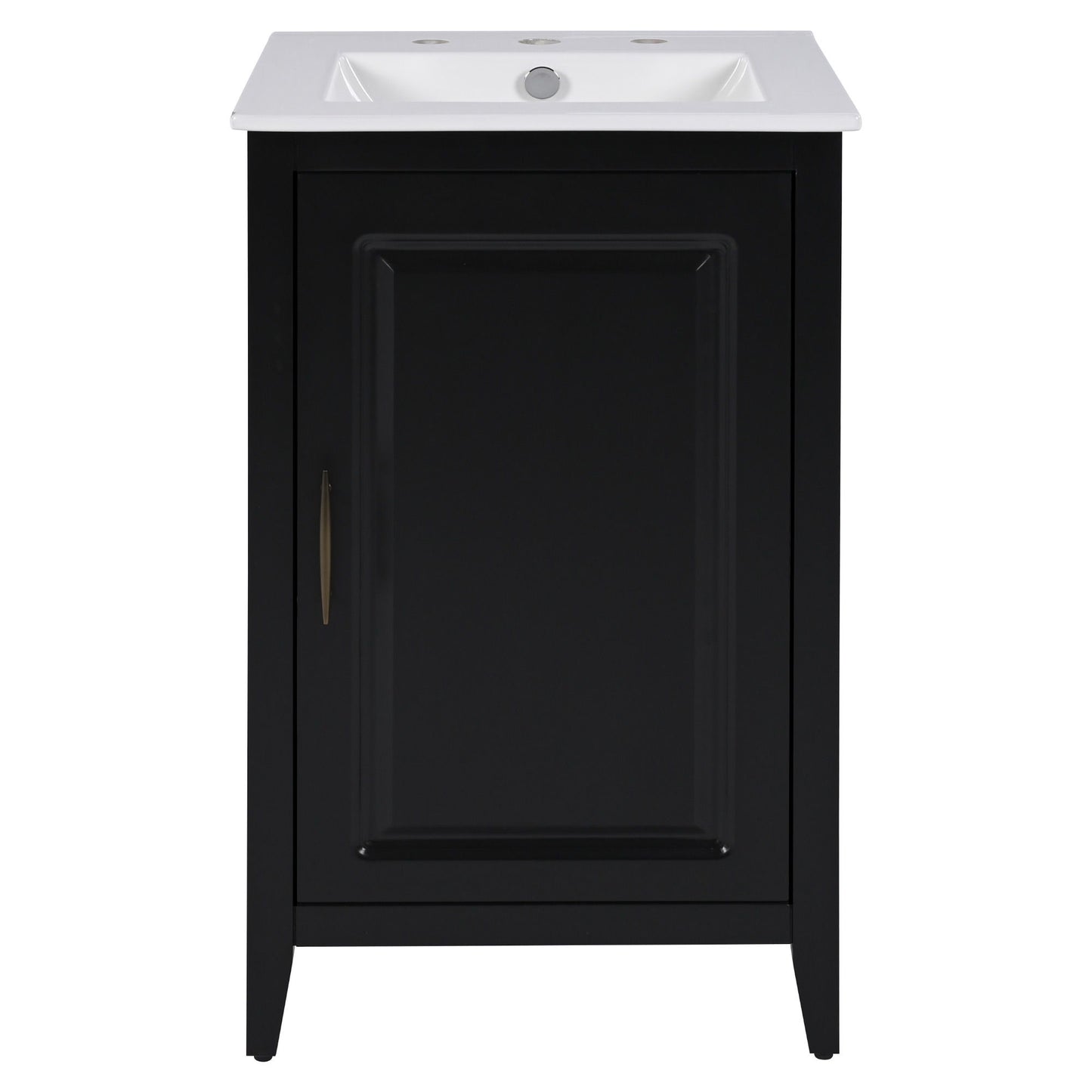 Modern Freestanding 20.3" Bathroom Vanity With Sink, Functional Drawer, Soft Closing Door - Black