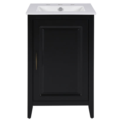 Modern Freestanding 20.3" Bathroom Vanity With Sink, Functional Drawer, Soft Closing Door - Black