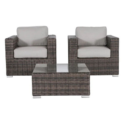 2 Person Seating Set With Cushions - Dark Brown / Gray