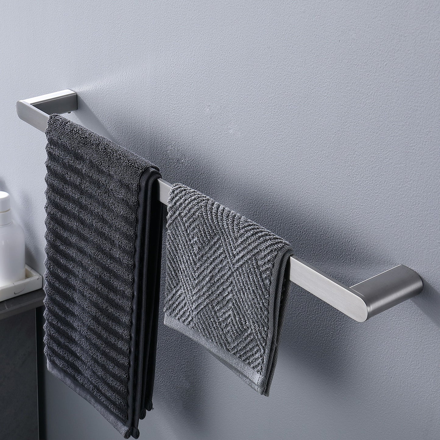 Modern Wall Mounted Bathroom Hardware Set With Robe Hook, Towel Rail, And Tissue Paper Holder - Brushed Nickel