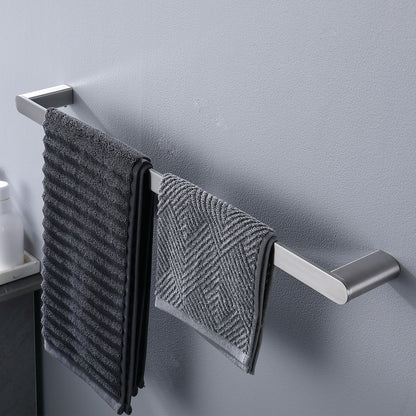 Modern Wall Mounted Bathroom Hardware Set With Robe Hook, Towel Rail, And Tissue Paper Holder - Brushed Nickel
