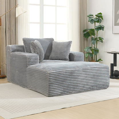 Modern Full Compressed Chaise Lounge Sofa Bed With Removable Pillows, Upholstered - Gray