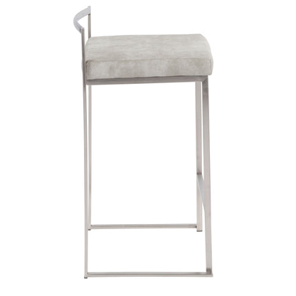 Fuji - Contemporary Stackable Counter Stool (Set of 3) - Light Gray