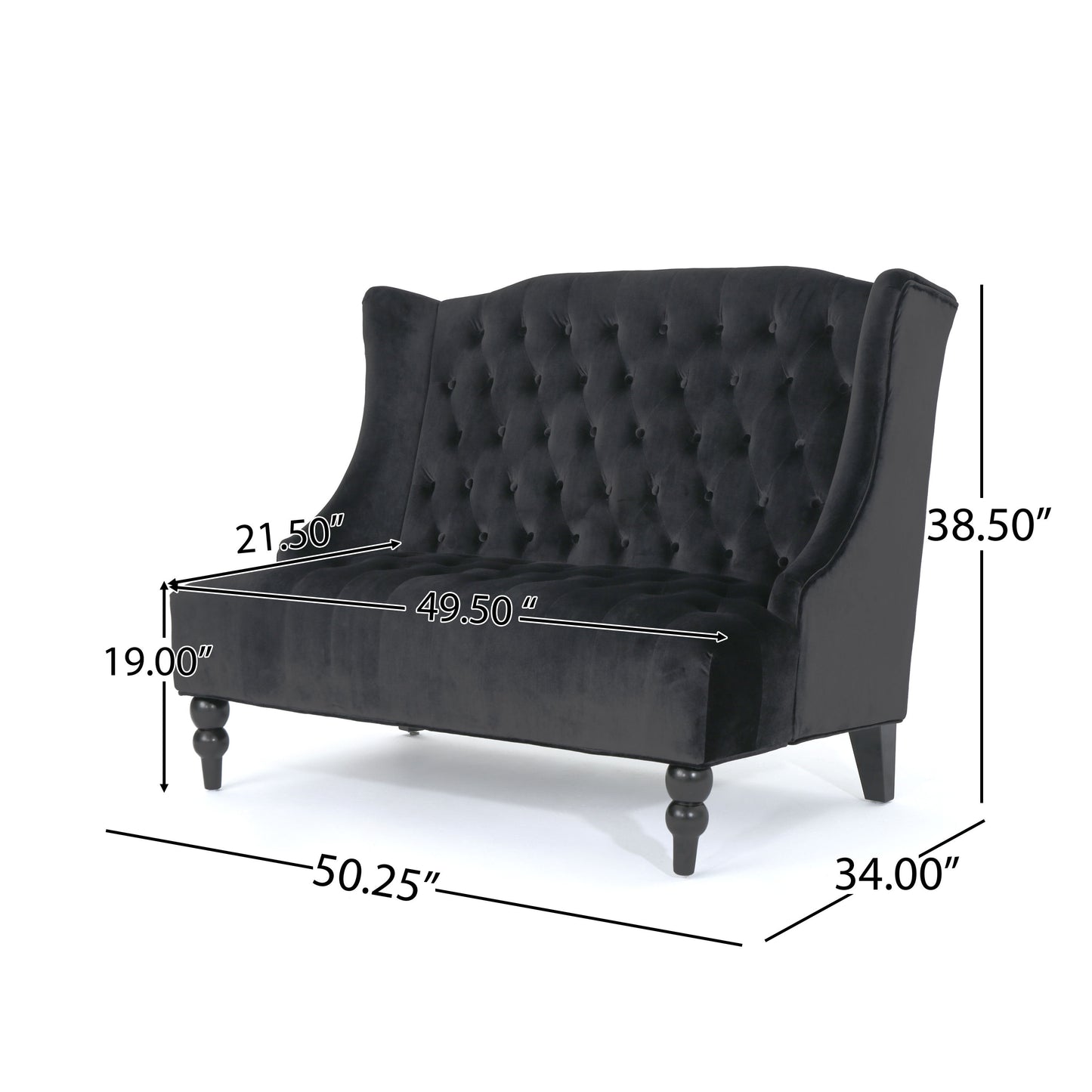 Nurturing - Upholstered Loveseat With Wing Back And Diamond Tufting - Black