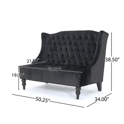 Nurturing - Upholstered Loveseat With Wing Back And Diamond Tufting - Black