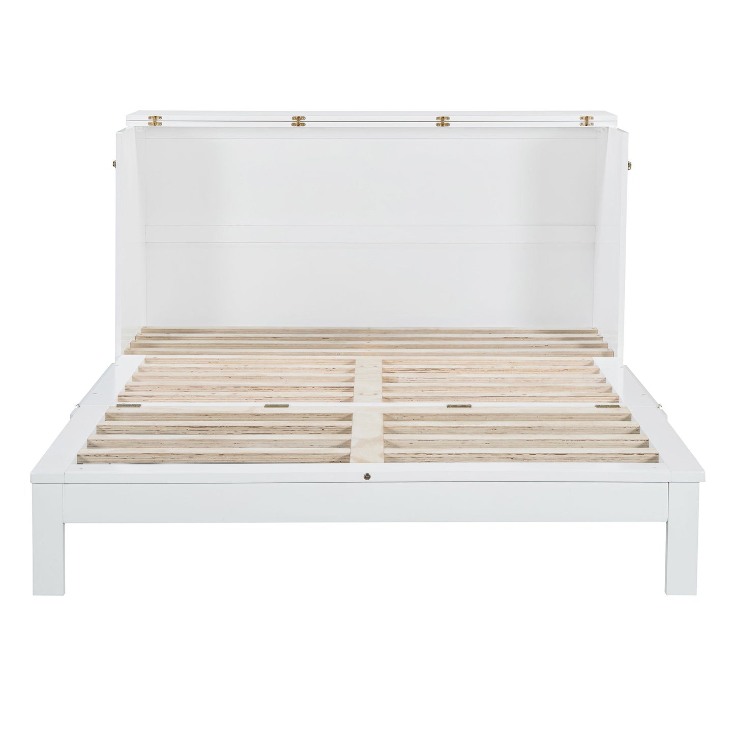 Queen Size Murphy Bed With Large Drawers - White