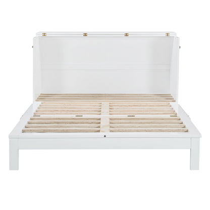 Queen Size Murphy Bed With Large Drawers - White