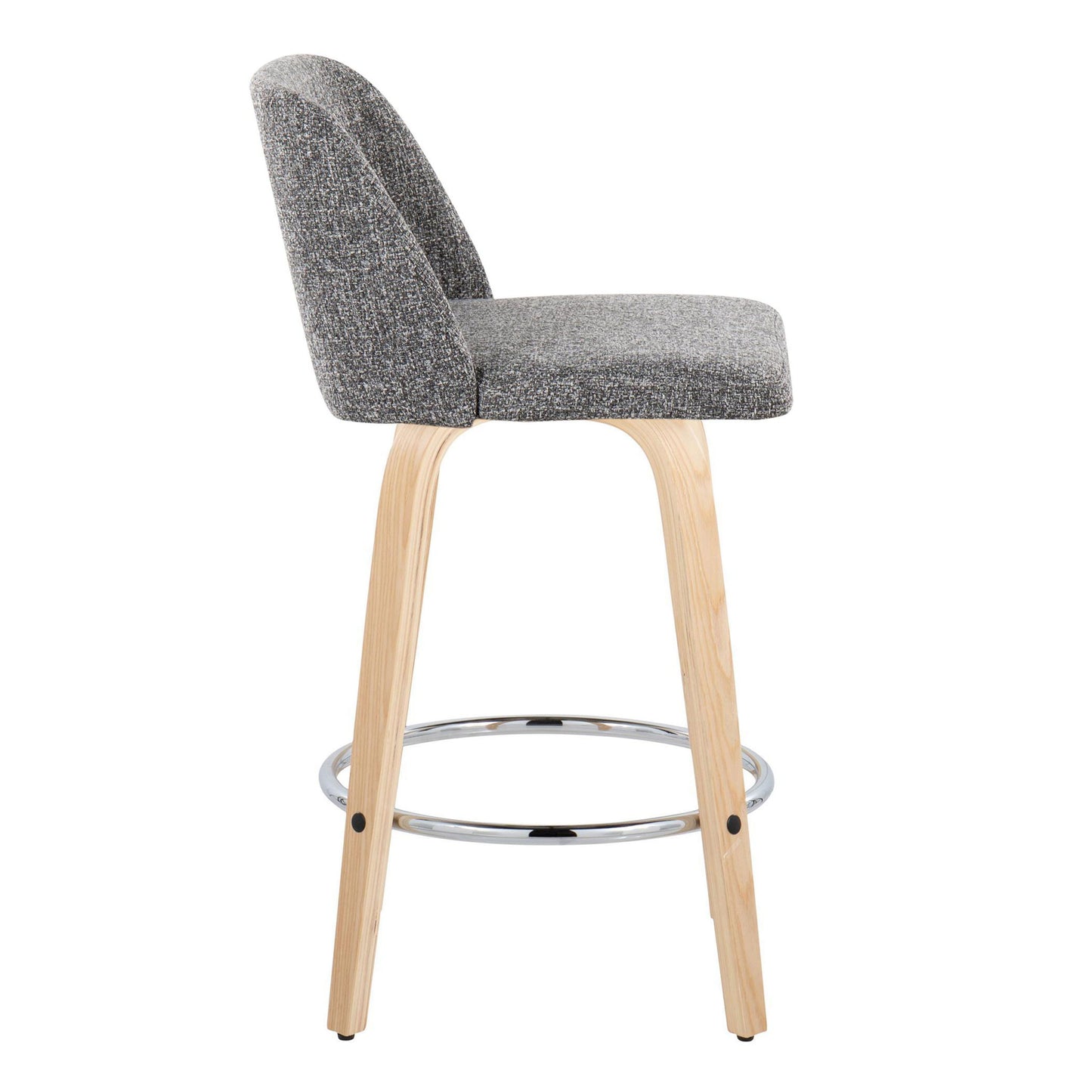 Toriano - Contemporary Fixed Height Counter Stool & Swivel And Round Footrest (Set of 2) - Natural / Gray