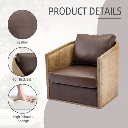 Swivel Barrel Chair, Comfy Round Accent Sofa Chair For Living Room, 360 Degree Swivel - Brown